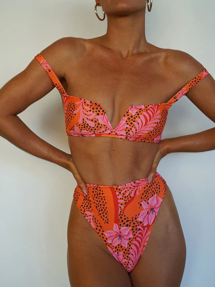 Sexy Bandeau Ruffles Bikini Set