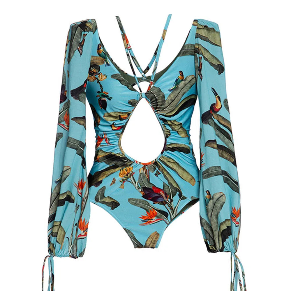 Colourful Print Long Sleeve Swimwear