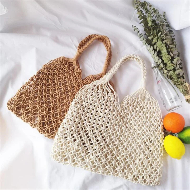 Knitted Rattan Large Capacity Handbag