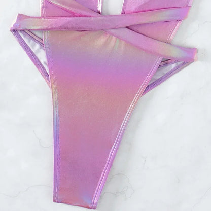 Shiny Plunge Cutout One-Piece