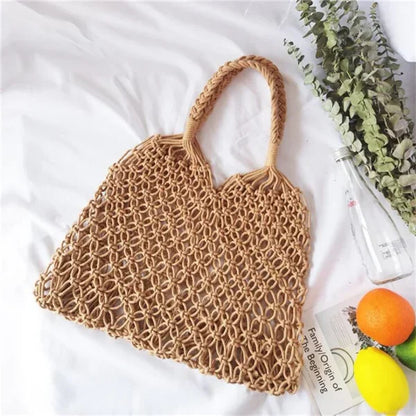 Knitted Rattan Large Capacity Handbag