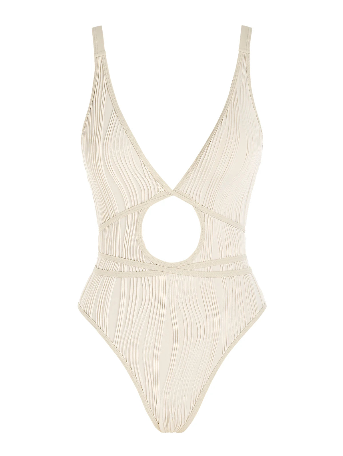 Plunging Neck Textured One-Piece Swimsuit