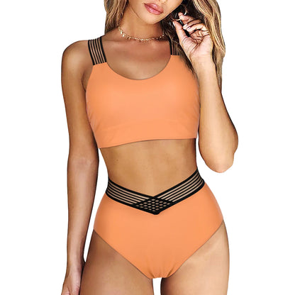 Black Mesh High Waist Bikini Set