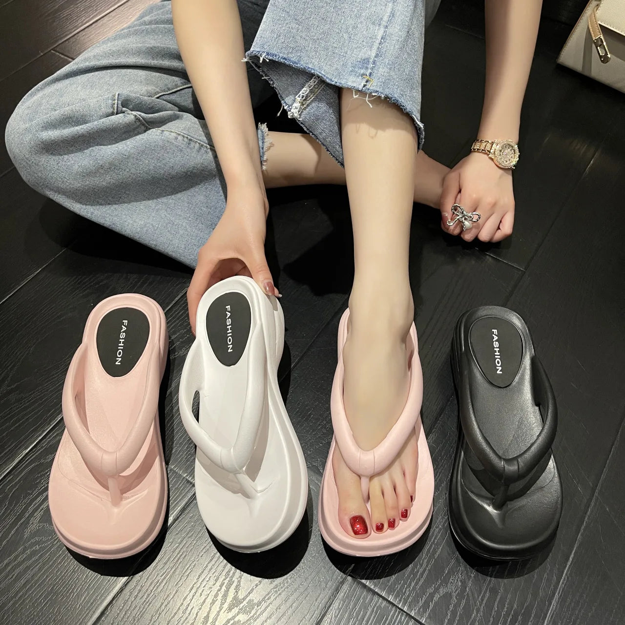 Thick Sole Wedges Flip Flops