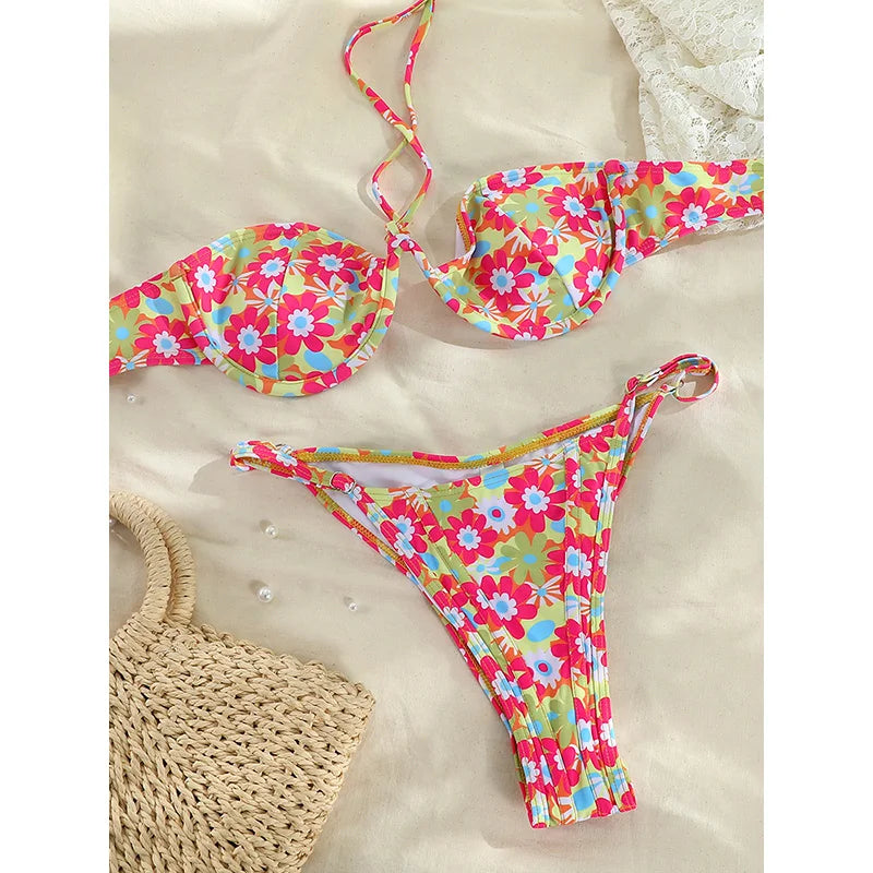 Halter High Waist Bikini Set