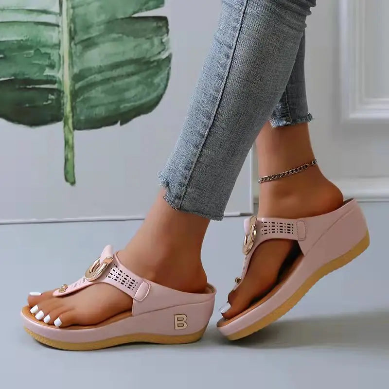 Comfy Boho Wedge Slippers