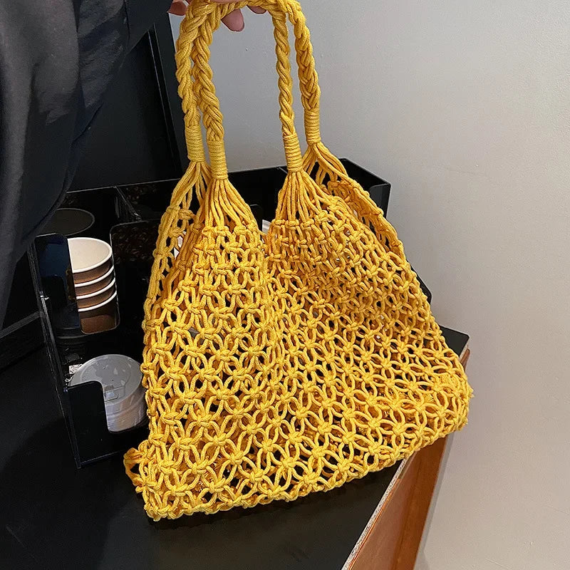 Knitted Rattan Large Capacity Handbag