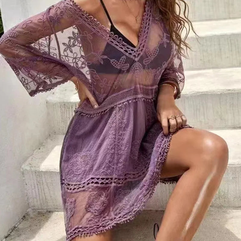 Deep V Neck Boho Beach Dress