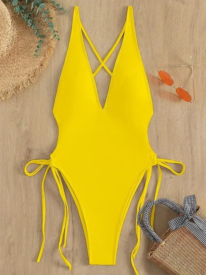 One Piece High Cut Swimwear