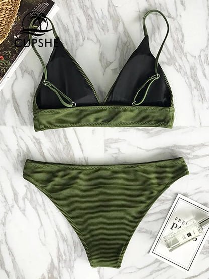 Solid Low Waist Bikini Set