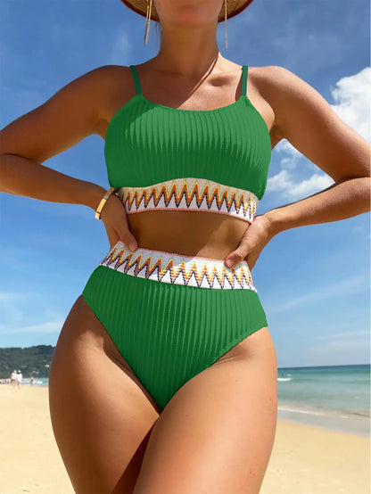 Pleated Halter Brazilian Bikini Set